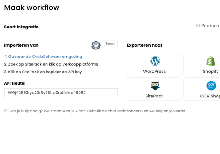 CycleSoftware koppeling met StoreLinkr