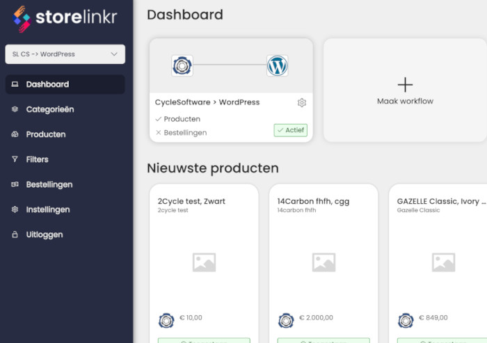 CycleSoftware koppeling met StoreLinkr